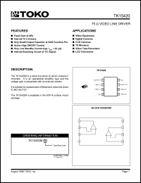 TK15420MTL datasheet: 75OHm video line driver TK15420MTL