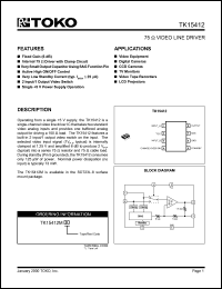 TK15412MTL datasheet: 75OHm video line driver TK15412MTL