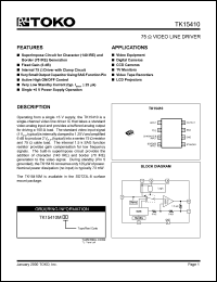 TK15410MTL datasheet: 75OHm video line driver TK15410MTL