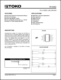 TK15402MTL datasheet: 75OHm video line driver TK15402MTL