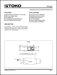 TPU207 datasheet: Piezoelectric inverter module TPU207