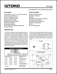 TK71618SIL datasheet: 1.8V  low dropout voltage regulator TK71618SIL