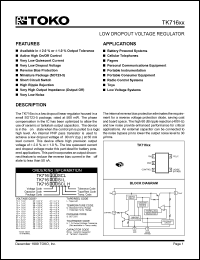 TK71637SCL datasheet: 3.7V  low dropout voltage regulator TK71637SCL