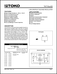 TK71528ASCL datasheet: 2.8V  low dropout voltage regulator TK71528ASCL