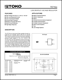 TK71570SCL datasheet: 7.0V  low dropout voltage regulator TK71570SCL