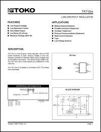 TK71250MTL datasheet: 5V  low dropout regulator TK71250MTL