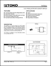 TK70203MBX datasheet: 1.03V regulator with on/off switch TK70203MBX