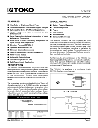 TK65922MTL datasheet: 225Hz medium EL lamp driver TK65922MTL