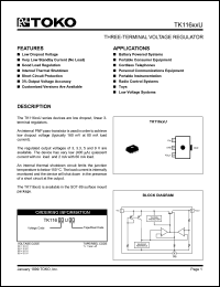 TK11690UTL datasheet: 9.0V  Three-terminal voltage regulator TK11690UTL