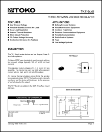 TK11650UTL datasheet: 5.0V  Three-terminal voltage regulator TK11650UTL