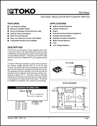 TK11460BX datasheet: 6.0V  Voltage regulator with on/off switch TK11460BX