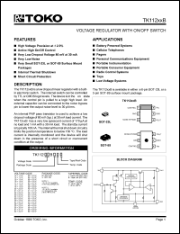TK11220BMCL datasheet: 2.0V  Voltage regulator with on/off switch TK11220BMCL