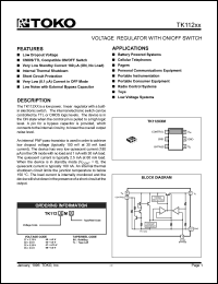 TK11250MBX datasheet: 5V  Voltage regulator with on/off switch TK11250MBX