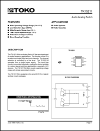 TK15211MTL datasheet: Audio analog switch TK15211MTL