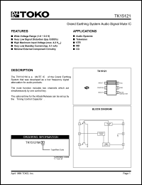 TK15121MTL datasheet: Grand earthing system audio signal MUTE IC TK15121MTL