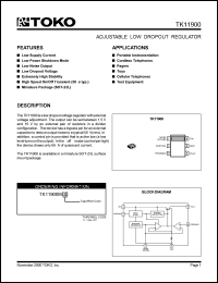 TK11900MTL datasheet: Adjustable low dropout regulator TK11900MTL