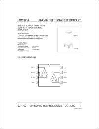 UTC3414 datasheet: Single-supply dual high current operational amplifier UTC3414