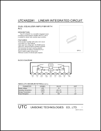 UTCKA22241 datasheet: Dual equalizer amplifier with ALC UTCKA22241
