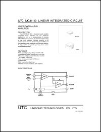 UTCMC34119 datasheet: Low power audio amplifier UTCMC34119