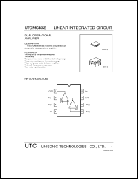 UTCMC4558 datasheet: Dual operational amplifier UTCMC4558