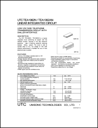 UTCTEA1062AN datasheet: Low voltage telephone transmission circuit with dialler interface UTCTEA1062AN