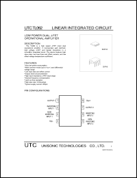 UTCTL062 datasheet: Low power dual J-FET operational amplifier UTCTL062