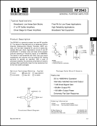 RF2043 datasheet: General purpose amplifier RF2043