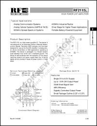 RF2115LPCBA datasheet:  High power UNF amplifier RF2115LPCBA