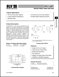 RF2128P datasheet: Medium power linear amplifier RF2128P