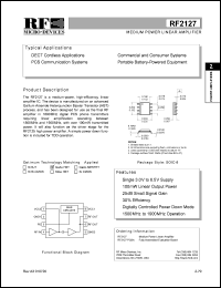 RF2127 datasheet: Medium power linear amplifier RF2127