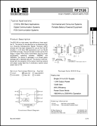 RF2126PCBA datasheet: High power linear amplifier RF2126PCBA