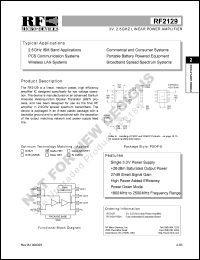 RF2129PCBA datasheet: 3V, 2.5GHz linear power amplifier RF2129PCBA