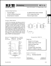 RF2119PCBA datasheet: High efficiency 2V power amplifier RF2119PCBA