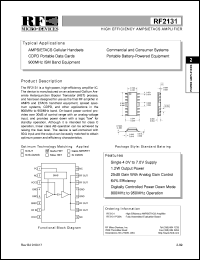 RF2131PCBA datasheet: High efficiency AMPS/ETACS amplifier RF2131PCBA