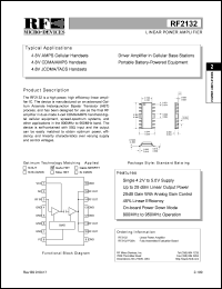 RF2132PCBA datasheet: Linear power amplifier RF2132PCBA