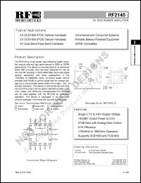 RF2140PCBA datasheet: 3V DCM power amplifier RF2140PCBA