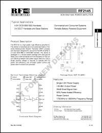 RF2145PCBA datasheet: DCS1800/1900 power amplifier RF2145PCBA