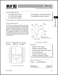 RF2146 datasheet: PCS linear power amplifier RF2146