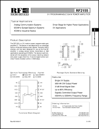 RF2155PCBA datasheet:  3V programmable gain power amplifier RF2155PCBA