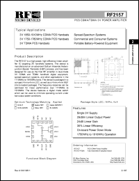 RF2157PCBA datasheet: PCS CDMA/TDMA 3V power amplifier RF2157PCBA