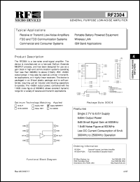 RF2304PCBA datasheet: General purpose low-noise amplifier RF2304PCBA