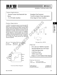 RF2311PCBA datasheet: General purpose  amplifier RF2311PCBA