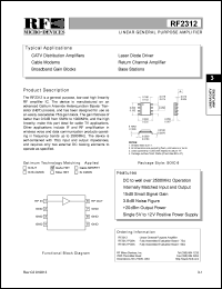 RF2312PCBA datasheet: Linear general purpose  amplifier RF2312PCBA