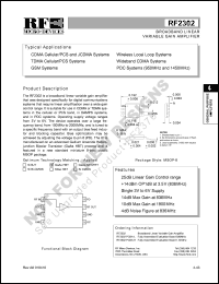 RF2302 datasheet: Broadband linear variable gain amplifier RF2302