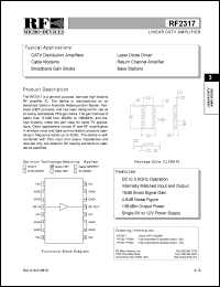 RF2317PCBA datasheet: Linear catv amplifier RF2317PCBA