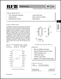 RF2320 datasheet: Linear general purpose amplifier RF2320
