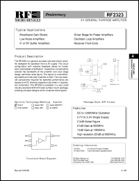 RF2323 datasheet: 3V general purpose amplifier RF2323