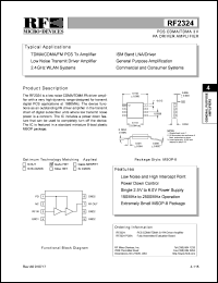 RF2324 datasheet: PCS CDMA/TDMA 3V PA driver amplifier RF2324