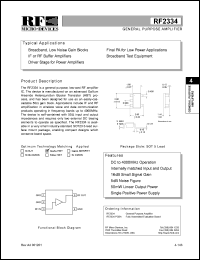 RF2334PCBA datasheet: General purpose amplifier RF2334PCBA