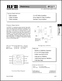 RF2371 datasheet: 3V low noise amplifier RF2371